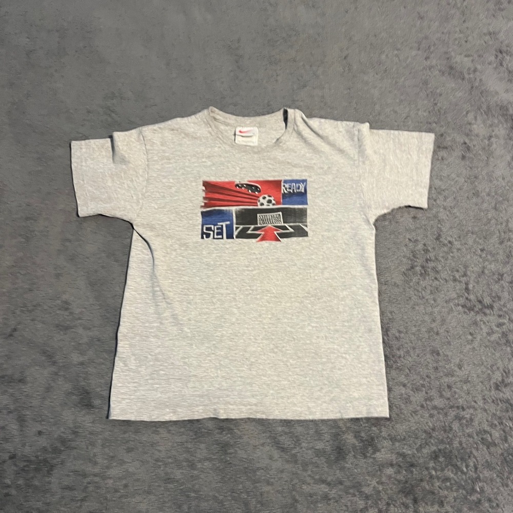 Vintage Y2K Nike Soccer Shirt Ready Set Goal Short Sleeve Size M Sports